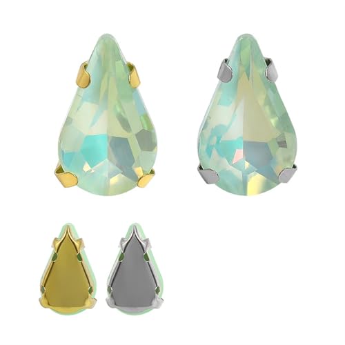 MRVAKDYDI Strasssteine zum Aufnähen für Kunsthandwerk， Pack of 10 Claw Set Glass Rhinestones White & Golden Claw Multiple Colors Multiple Sizes(8X13mm 214DE,10PCS-White K Claw) von MRVAKDYDI