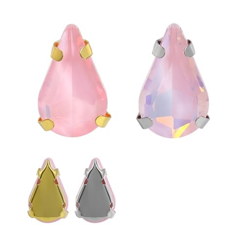 MRVAKDYDI Strasssteine zum Aufnähen für Kunsthandwerk， Pack of 10 Claw Set Glass Rhinestones White & Golden Claw Multiple Colors Multiple Sizes(8X13mm 223DE,10PCS-White K Claw) von MRVAKDYDI