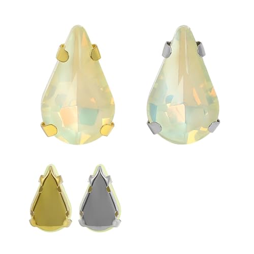 MRVAKDYDI Strasssteine zum Aufnähen für Kunsthandwerk， Pack of 10 Claw Set Glass Rhinestones White & Golden Claw Multiple Colors Multiple Sizes(8X13mm 226DE,10PCS-GOLDEN Claw) von MRVAKDYDI