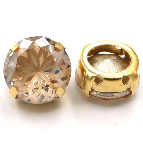 MRVAKDYDI Strasssteine zum Aufnähen für Kunsthandwerk， Sew On Round Claw Setting Glass Rhinestones Multicolor 8-14mm Pack of 10(Golden Champagne,10PCS-8MM) von MRVAKDYDI