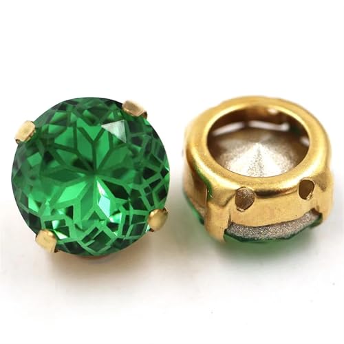 MRVAKDYDI Strasssteine zum Aufnähen für Kunsthandwerk， Sew On Round Claw Setting Glass Rhinestones Multicolor 8-14mm Pack of 10(Green,10PCS-8MM) von MRVAKDYDI