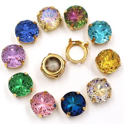 MRVAKDYDI Strasssteine zum Aufnähen für Kunsthandwerk， Sew On Round Claw Setting Glass Rhinestones Multicolor 8-14mm Pack of 10(Mix Color,10PCS-10MM) von MRVAKDYDI