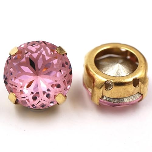 MRVAKDYDI Strasssteine zum Aufnähen für Kunsthandwerk， Sew On Round Claw Setting Glass Rhinestones Multicolor 8-14mm Pack of 10(Pink,10PCS-10MM) von MRVAKDYDI
