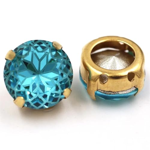 MRVAKDYDI Strasssteine zum Aufnähen für Kunsthandwerk， Sew On Round Claw Setting Glass Rhinestones Multicolor 8-14mm Pack of 10(Sea Blue,10PCS-10MM) von MRVAKDYDI