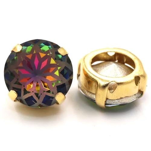 MRVAKDYDI Strasssteine zum Aufnähen für Kunsthandwerk， Sew On Round Claw Setting Glass Rhinestones Multicolor 8-14mm Pack of 10(Volcano,10PCS-14MM) von MRVAKDYDI