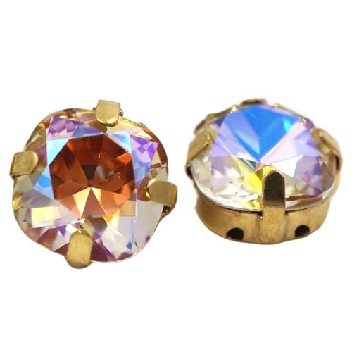 MRVAKDYDI Strasssteine zum Aufnähen für Kunsthandwerk， Sewing Gold Claw Square Cushion Glass Rhinestones Multicolor Multiple Sizes Multi-Piece Pack(Light of Heaven,12mm 10pcs) von MRVAKDYDI