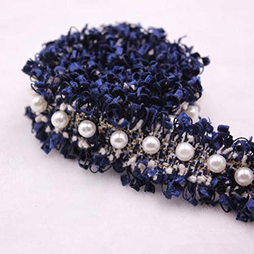 MRVAKDYDI Unelastische Stickerei-Spitzenborte, 2 Yards Polyester Nylon Gold Perle Perlen Stickerei Spitze Trim Nähen Multicolor 2cm Breite(Navy Blue 3) von MRVAKDYDI