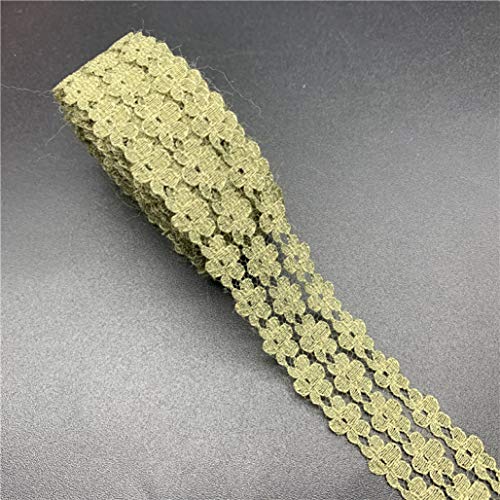 MRVAKDYDI Unelastische Stickerei-Spitzenborte, Besticktes Spitzenband aus Polyester, 25 mm Breite, 4,5 m, Mehrfarbig(Army Green) von MRVAKDYDI