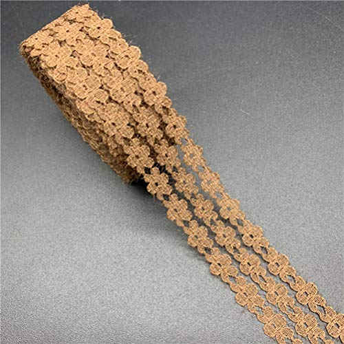 MRVAKDYDI Unelastische Stickerei-Spitzenborte, Besticktes Spitzenband aus Polyester, 25 mm Breite, 4,5 m, Mehrfarbig(Brown) von MRVAKDYDI