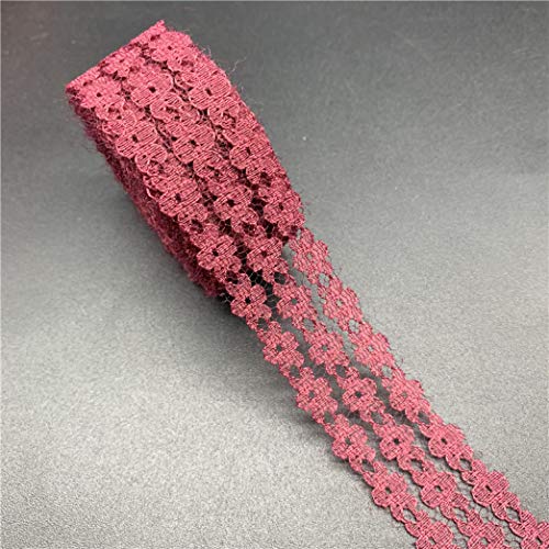 MRVAKDYDI Unelastische Stickerei-Spitzenborte, Besticktes Spitzenband aus Polyester, 25 mm Breite, 4,5 m, Mehrfarbig(Deep Red) von MRVAKDYDI