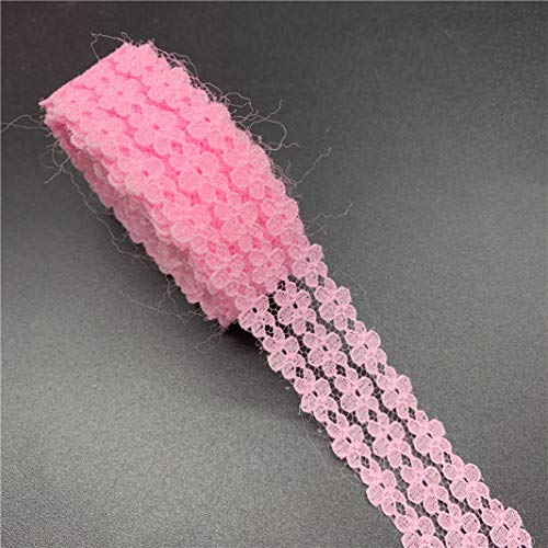 MRVAKDYDI Unelastische Stickerei-Spitzenborte, Besticktes Spitzenband aus Polyester, 25 mm Breite, 4,5 m, Mehrfarbig(Pink) von MRVAKDYDI