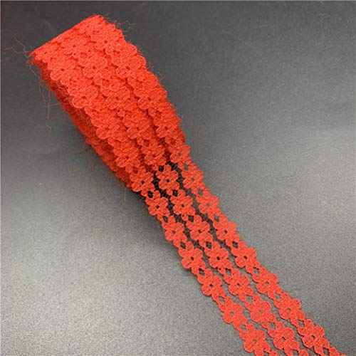 MRVAKDYDI Unelastische Stickerei-Spitzenborte, Besticktes Spitzenband aus Polyester, 25 mm Breite, 4,5 m, Mehrfarbig(Red) von MRVAKDYDI