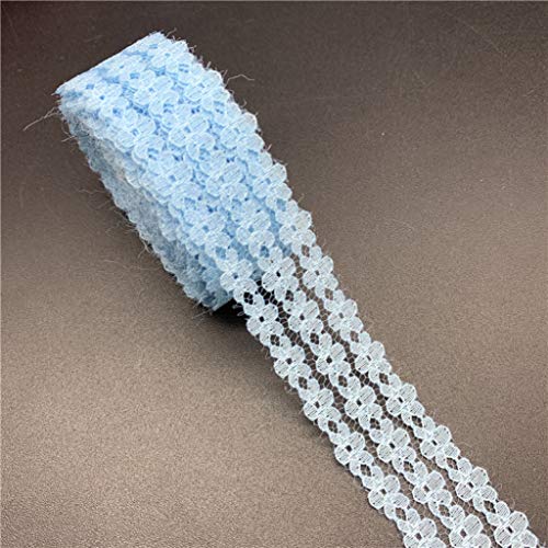 MRVAKDYDI Unelastische Stickerei-Spitzenborte, Besticktes Spitzenband aus Polyester, 25 mm Breite, 4,5 m, Mehrfarbig(Sky Blue) von MRVAKDYDI