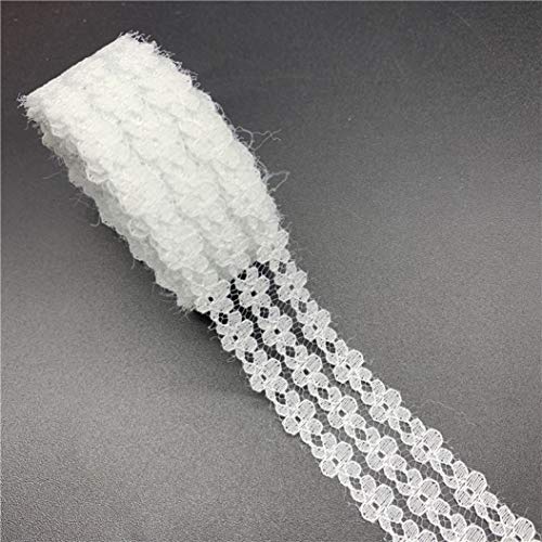 MRVAKDYDI Unelastische Stickerei-Spitzenborte, Besticktes Spitzenband aus Polyester, 25 mm Breite, 4,5 m, Mehrfarbig(White) von MRVAKDYDI