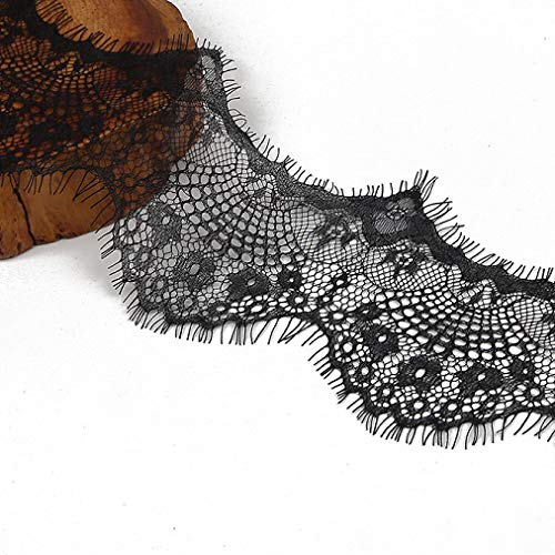 MRVAKDYDI Unelastische Stickerei-Spitzenborte, Blumen bestickte Netz-Spitzenbesatzbänder, Mehrfarbig, 9,5 cm, 3 Yards, DIY, handgefertigt, Nähen(Black) von MRVAKDYDI