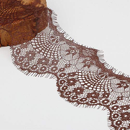 MRVAKDYDI Unelastische Stickerei-Spitzenborte, Blumen bestickte Netz-Spitzenbesatzbänder, Mehrfarbig, 9,5 cm, 3 Yards, DIY, handgefertigt, Nähen(Brown) von MRVAKDYDI