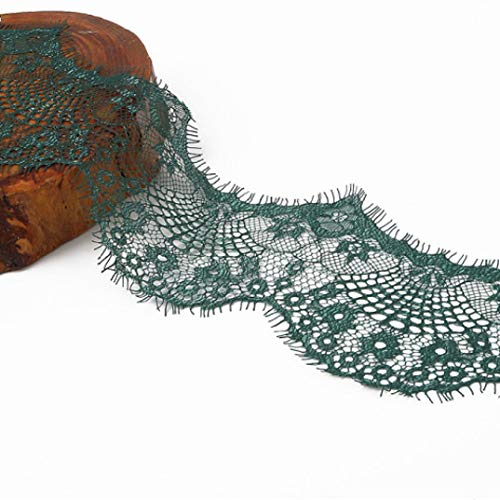 MRVAKDYDI Unelastische Stickerei-Spitzenborte, Blumen bestickte Netz-Spitzenbesatzbänder, Mehrfarbig, 9,5 cm, 3 Yards, DIY, handgefertigt, Nähen(Grass Green) von MRVAKDYDI