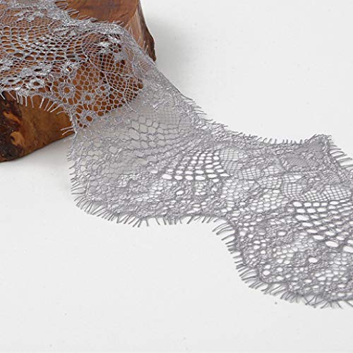 MRVAKDYDI Unelastische Stickerei-Spitzenborte, Blumen bestickte Netz-Spitzenbesatzbänder, Mehrfarbig, 9,5 cm, 3 Yards, DIY, handgefertigt, Nähen(Grey) von MRVAKDYDI