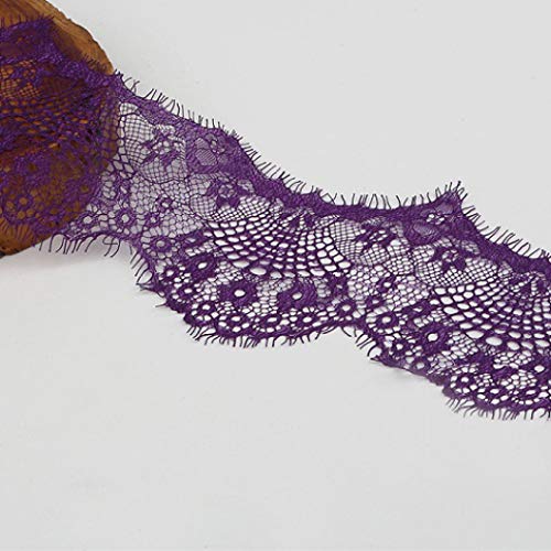 MRVAKDYDI Unelastische Stickerei-Spitzenborte, Blumen bestickte Netz-Spitzenbesatzbänder, Mehrfarbig, 9,5 cm, 3 Yards, DIY, handgefertigt, Nähen(Purple) von MRVAKDYDI