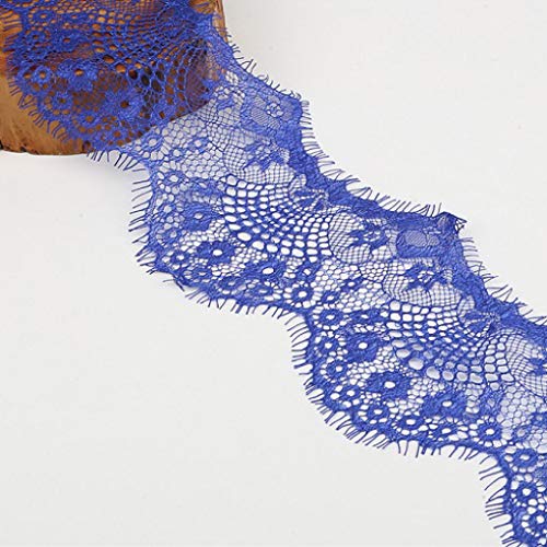 MRVAKDYDI Unelastische Stickerei-Spitzenborte, Blumen bestickte Netz-Spitzenbesatzbänder, Mehrfarbig, 9,5 cm, 3 Yards, DIY, handgefertigt, Nähen(Royal Blue) von MRVAKDYDI