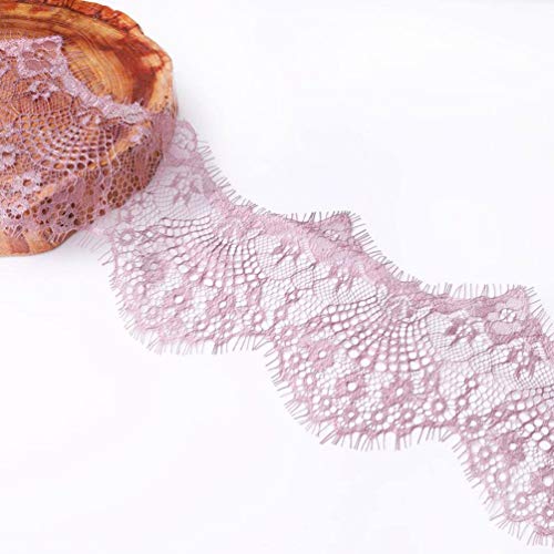 MRVAKDYDI Unelastische Stickerei-Spitzenborte, Blumen bestickte Netz-Spitzenbesatzbänder, Mehrfarbig, 9,5 cm, 3 Yards, DIY, handgefertigt, Nähen(Violet) von MRVAKDYDI