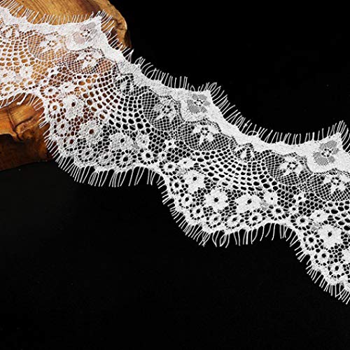 MRVAKDYDI Unelastische Stickerei-Spitzenborte, Blumen bestickte Netz-Spitzenbesatzbänder, Mehrfarbig, 9,5 cm, 3 Yards, DIY, handgefertigt, Nähen(White) von MRVAKDYDI