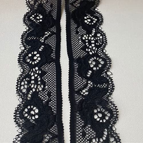 MRVAKDYDI Unelastische Stickerei-Spitzenborte, Elastisches Spitzenband mit gewelltem Rand, 30 mm x 4,5 m, Mehrfarbig(Black) von MRVAKDYDI
