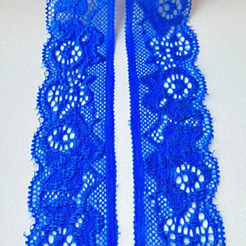 MRVAKDYDI Unelastische Stickerei-Spitzenborte, Elastisches Spitzenband mit gewelltem Rand, 30 mm x 4,5 m, Mehrfarbig(Blue) von MRVAKDYDI