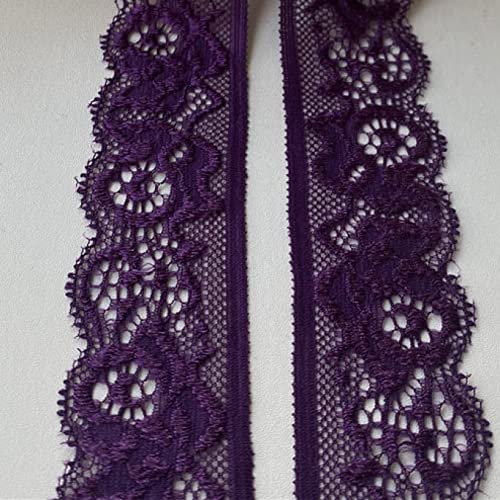 MRVAKDYDI Unelastische Stickerei-Spitzenborte, Elastisches Spitzenband mit gewelltem Rand, 30 mm x 4,5 m, Mehrfarbig(Purple) von MRVAKDYDI