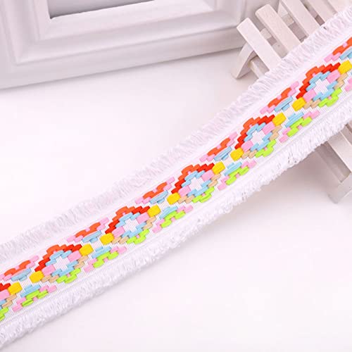 MRVAKDYDI Unelastische Stickerei-Spitzenborte, Quaste Fransenbesatz Band Nähen Spitze 99% Baumwolle Multicolor 2 Yards(White) von MRVAKDYDI