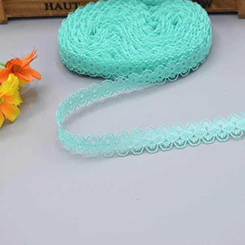 MRVAKDYDI Unelastische Stickerei-Spitzenborte, Spitzenband aus Polyester und Baumwolle, Mehrfarbig, 2 Stück, 5 x 10 Yards, 14 mm(Green,10 Yards) von MRVAKDYDI
