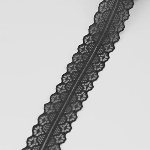 MRVAKDYDI Unelastische Stickerei-Spitzenborte, Spitzenbesatzband, Mehrfarbig, 30 mm x 9,1 m, for Bastelarbeiten, Heimdekoration, Blumenstraußverpackung(Black) von MRVAKDYDI