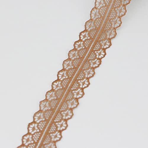 MRVAKDYDI Unelastische Stickerei-Spitzenborte, Spitzenbesatzband, Mehrfarbig, 30 mm x 9,1 m, for Bastelarbeiten, Heimdekoration, Blumenstraußverpackung(Brown) von MRVAKDYDI