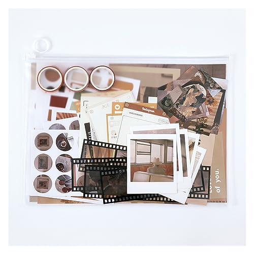 MRVAKDYDI Vintage-Ästhetik-Scrapbook-Set, Scrapbook Kit 64er Pack mit Scrapbook-Papieraufklebern Washi Tape Journaling Planner(3) von MRVAKDYDI