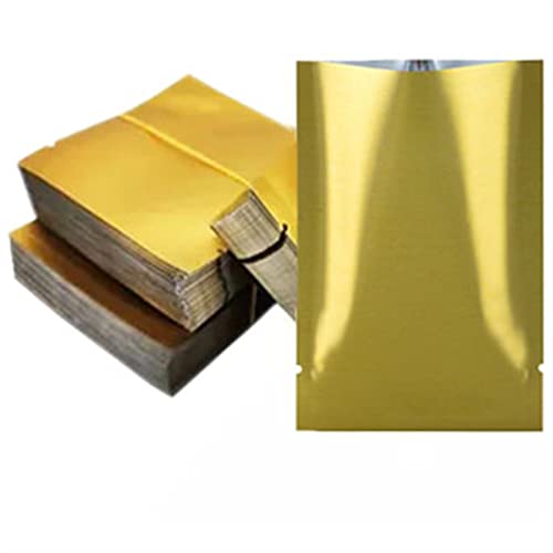 MRVAKDYDI Vorderseite Aluminium-Verpackungssäcke, Mylar Bags for Food Storage Aluminum Foil Gold Pack of 100 Multiple Sizes(5x7cm) von MRVAKDYDI