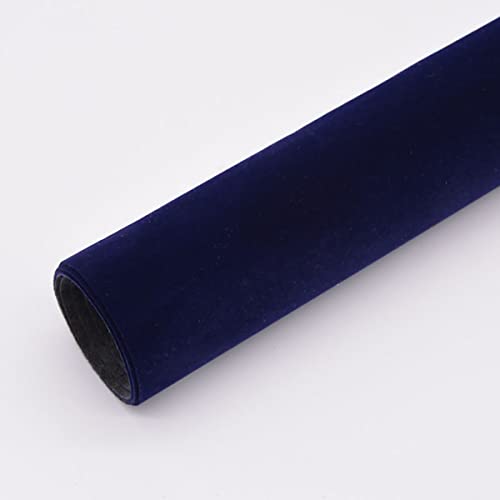 MRVAKDYDI Weicher Samtstoff mit Selbstklebender Rückseite, Beflockter Stoff for DIY Handwerk Schublade Liner Multicolor 50cm x 148cm(19 Dark Blue) von MRVAKDYDI