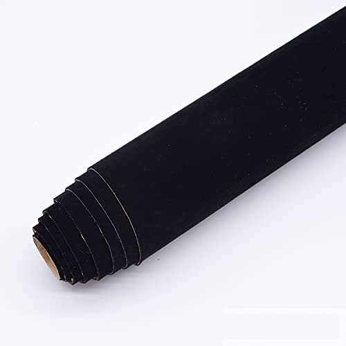 MRVAKDYDI Weicher Samtstoff mit Selbstklebender Rückseite, Beflockter Stoff for DIY Handwerk Schublade Liner Multicolor 50cm x 148cm(3 Black) von MRVAKDYDI