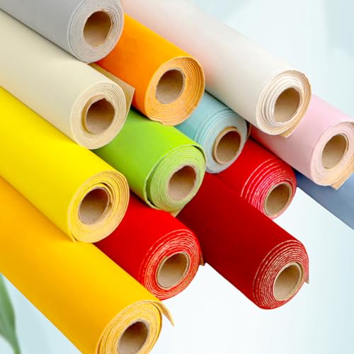 MRVAKDYDI Weicher Samtstoff mit Selbstklebender Rückseite, Flockstoffrolle, Mehrfarbig, 50 x 148 cm(24 Yellow) von MRVAKDYDI