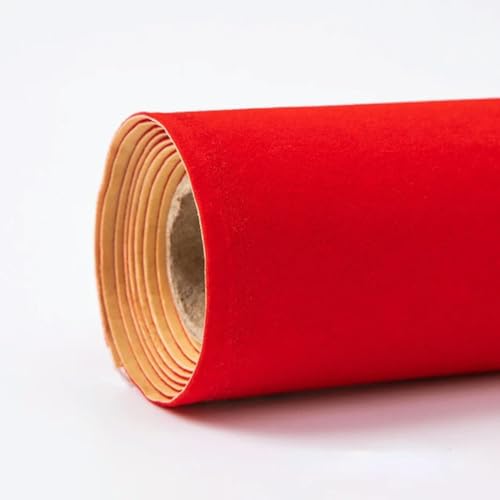 MRVAKDYDI Weicher Samtstoff mit Selbstklebender Rückseite, Samtiger, Selbstklebender Beflockungsstoff, 45 cm Breite x (1–20) m, Mehrfarbig(Red,45cm x 20m) von MRVAKDYDI