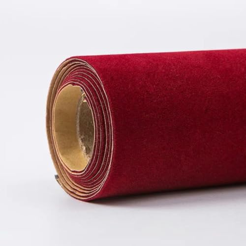 MRVAKDYDI Weicher Samtstoff mit Selbstklebender Rückseite, Samtiger, Selbstklebender Beflockungsstoff, 45 cm Breite x (1–20) m, Mehrfarbig(Wine Red,45cm x 20m) von MRVAKDYDI
