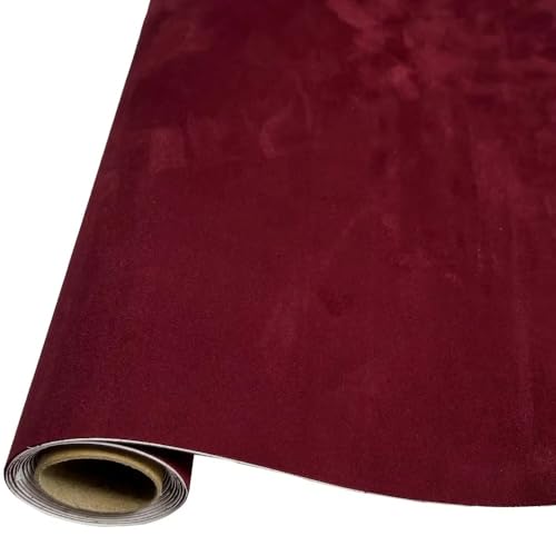 MRVAKDYDI Weicher Samtstoff mit Selbstklebender Rückseite, Stoff, 50 cm x 500 cm, Mehrfarbig, for DIY-Autohimmel, Möbel, Schmuckschatulle(Wine Red) von MRVAKDYDI