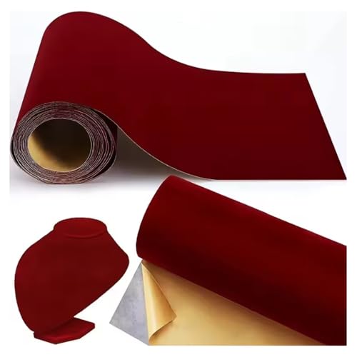 MRVAKDYDI Weicher Samtstoff mit Selbstklebender Rückseite, Stoff Samtstoff Mehrfarbig Mehrere Größen Packung mit 1 Rolle(Burgundy,45cm x 400cm) von MRVAKDYDI