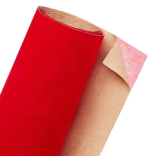 MRVAKDYDI Weicher Samtstoff mit Selbstklebender Rückseite, Stoff Samtstoff Mehrfarbig Mehrere Größen Packung mit 1 Rolle(Red,45cm x 30cm) von MRVAKDYDI