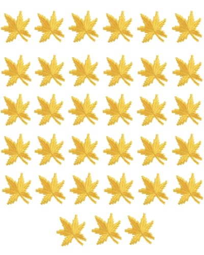 33 Stück Ahornblatt-Aufnäher zum Aufbügeln für Kleidung, Herbst-Aufkleber, bestickte Stoffflicken für Hut, Jeans, Jacke, Rucksack, Schuhe, Kleidung, dekorative Applikation (Gold) von MSCFTFB