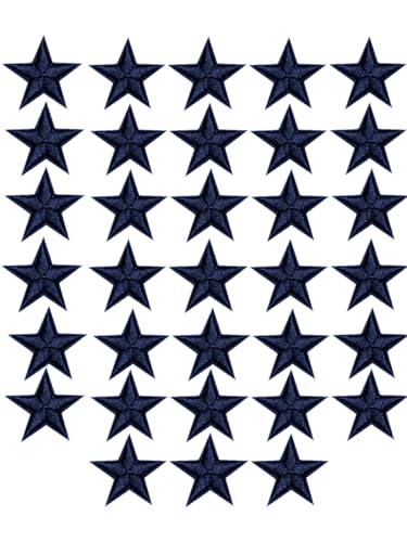 33 Stück kleine 5-Sterne-Aufnäher zum Aufbügeln, bestickte Applikationen, Verzierungen für Kleidung, Jacken, Rucksäcke, Reparaturen, Dekorationen (Marineblau) von MSCFTFB
