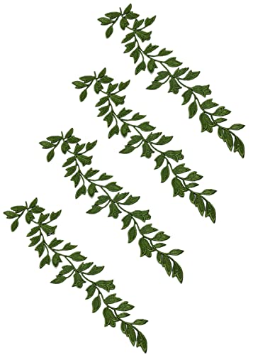 4 Stück 23,9 cm lange Blätter Patch Efeublatt Bügelbilder bestickte Applikation für Kleidung Vorhang Kissen Decke Besatz Kleid Verzierungen (grün) von MSCFTFB