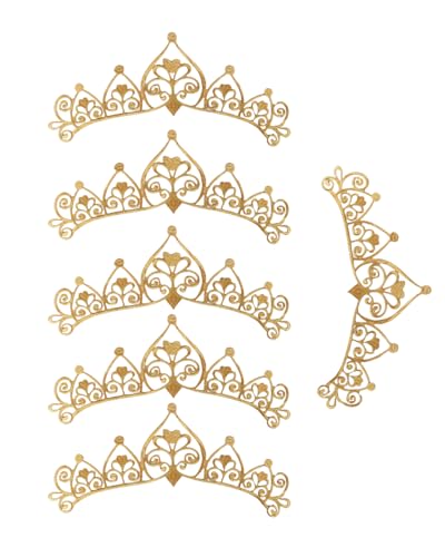 Aufnäher zum Aufbügeln, metallische Krone, 33 cm lang, bestickt, Schnörkelspitze, Rankenbordüre für Hüte, Kleidung, Kleidung, Nähkante, Verzierung (Gold), 6 Stück von MSCFTFB