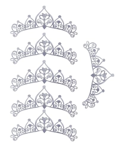 Aufnäher zum Aufbügeln, metallische Krone, 33 cm lang, bestickt, Schnörkelspitze, Rankenbordüre für Hüte, Kleidung, Kleidung, Nähkante, Verzierung (Silber), 6 Stück von MSCFTFB