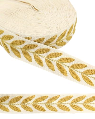 MSCFTFB 20 Meter Blattband zum Verpacken von Geschenken, 2,5 cm Band für Blumenstrauß, Stoffbesatz, Stickerei, Jacquard-Band für Haarschleifen, Basteln, Weihnachten, Valentinstag, Hochzeitsdekoration von MSCFTFB