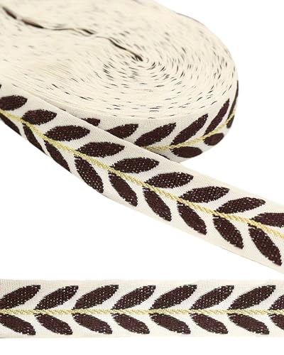 MSCFTFB 20 Meter Blattband zum Verpacken von Geschenken, 2,5 cm Band für Blumenstrauß, Stoffbesatz, Stickerei, Jacquard-Band für Haarschleifen, Basteln, Weihnachten, Valentinstag, Hochzeitsdekoration MSCFTFB 20 Meter Blattband zum Verpacken von Geschenken, 2,5 cm Band für Blumenstrauß, Stoffbesatz, Stickerei, Jacquard-Band für Haarschleifen, Basteln, Weihnachten, Valentinstag, Hochzeitsdekoration von MSCFTFB